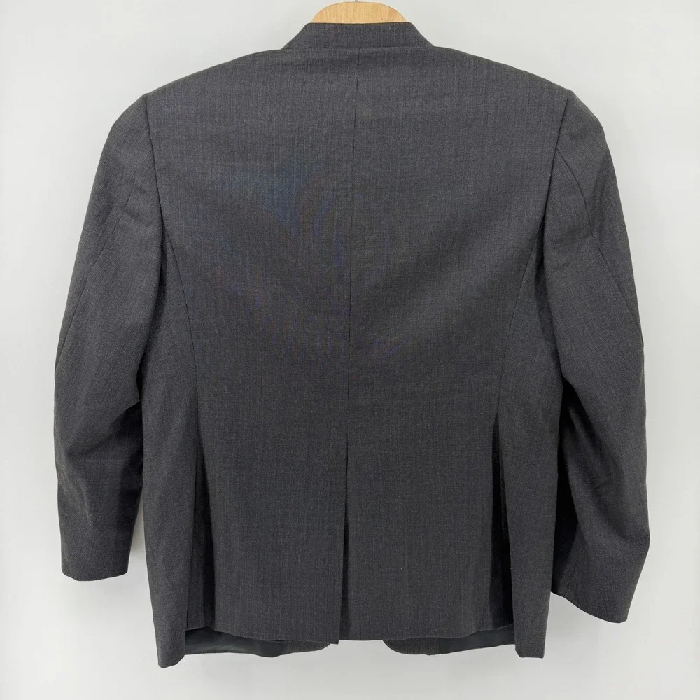 Hickey Freeman Blazer Mens 44S Charcoal Grey Worsted Wool 2 Button Sport Coat